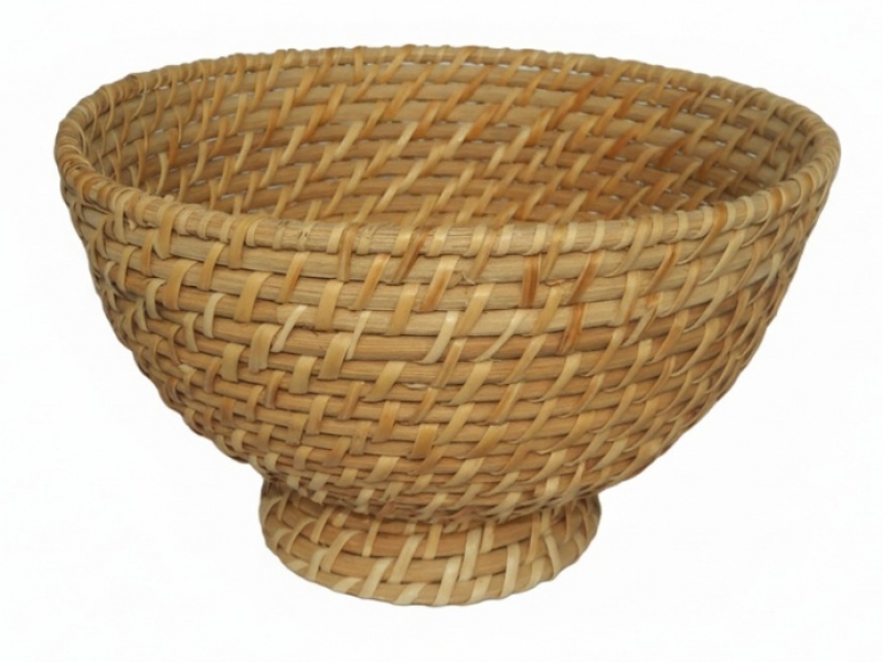 Artisanal Rattan Footed Bowl with Stackable Design - Eco-friendly Tableware